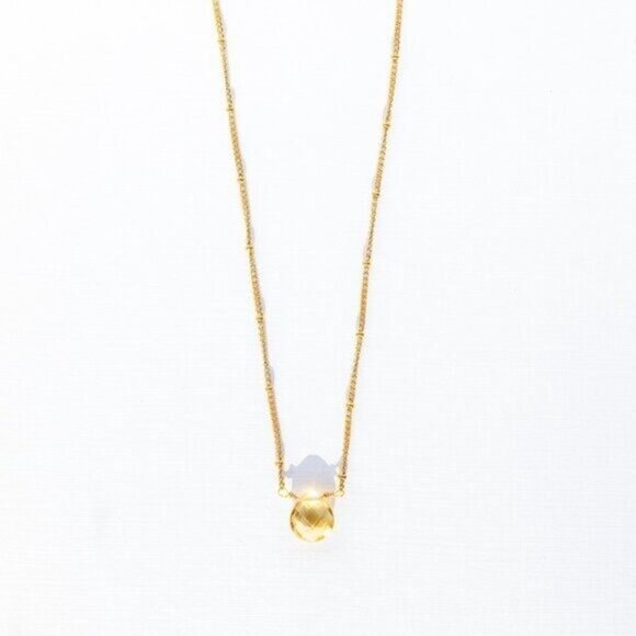 Citrine Pendant Necklace Gorgeous Everyday Necklace Waterproof Non-Tarnish Gold - Picture 9 of 12